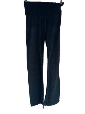 Aerie Womens Fold Over Waist Flare Yoga Leggings Sz M Tall Black Athleisure